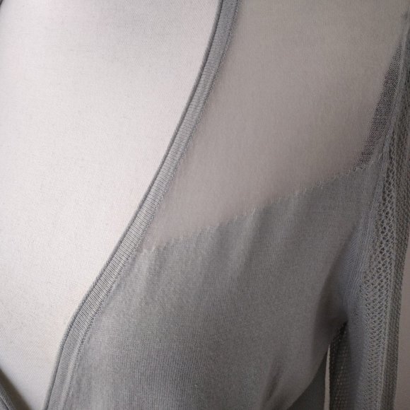 Elie Tahari Sage Gray Cotton and Silk Blend Light Cardigan Sweater - Picture 10 of 12